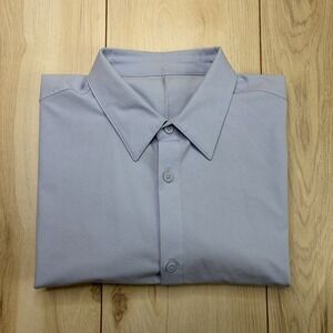 Lululemon Mens New Venture Long Sleeve Technical Button Down Shirt Blue Large